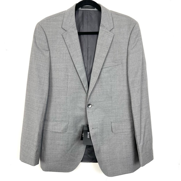 Boss Other - BOSS Hugo Boss James5/Sharp7 Virgin Wool Suit Jacket Grey Striped 38R NWT $379